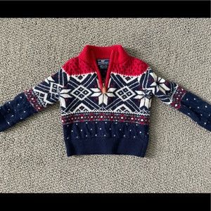 Vineyard Vines holiday sweater with fair isle snowflakes.